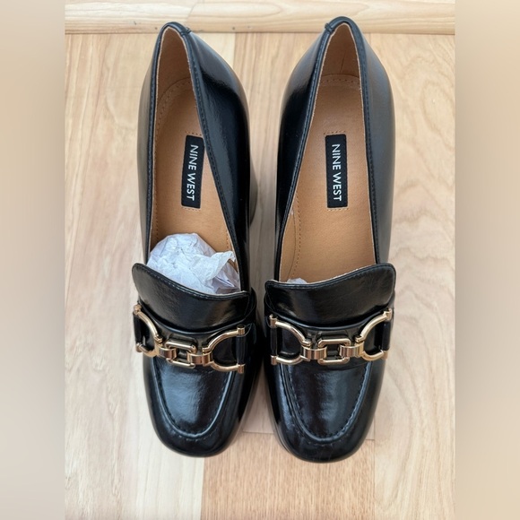 Nine West Valda Square Toe Block Black Heel Dress Pumps Size 7M - Picture 3 of 10